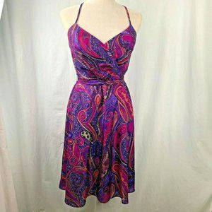 Trina Turk Purple and Pink Paisley Midi Dress